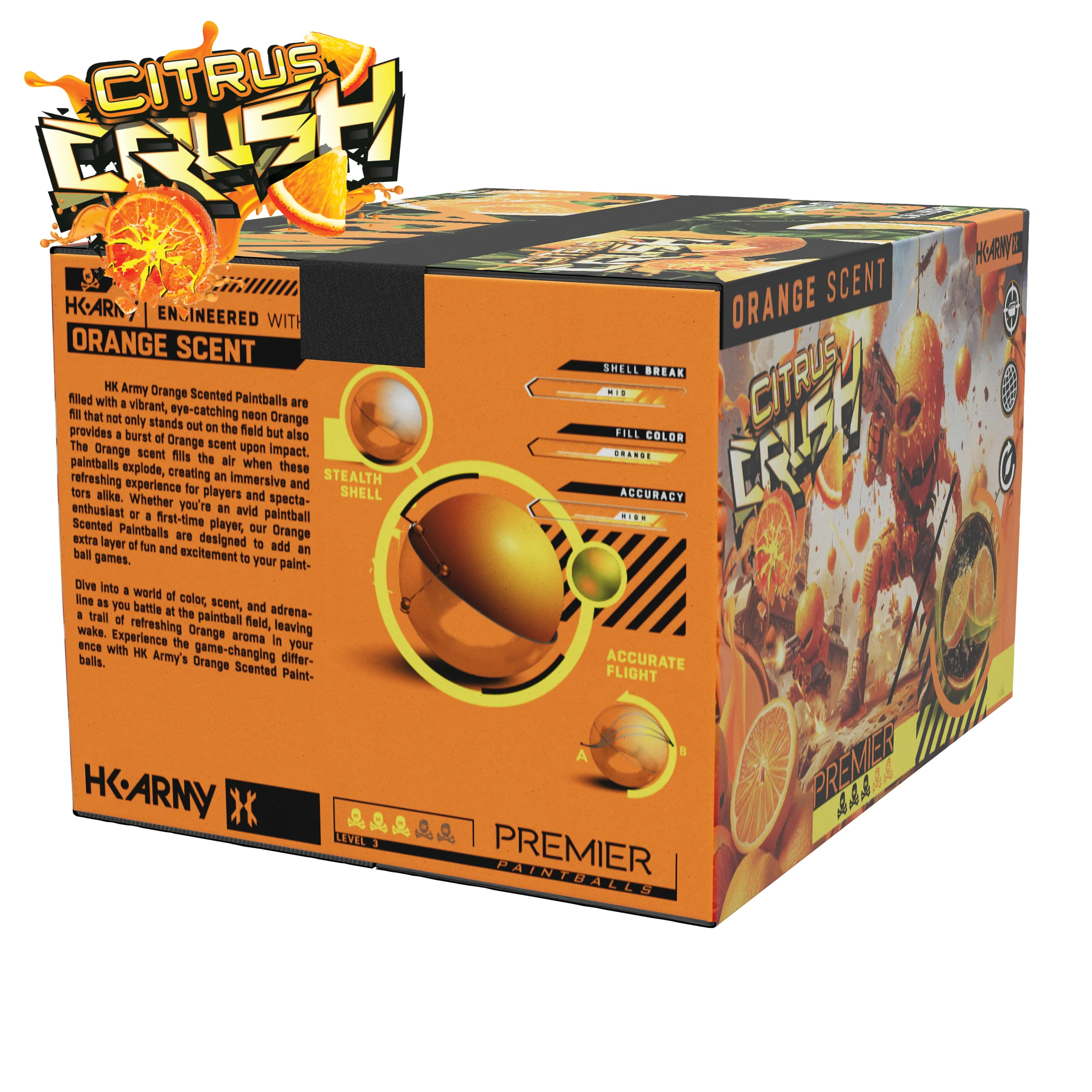 HK Army Citrus Crush Premier Paintballs (.68 Caliber)