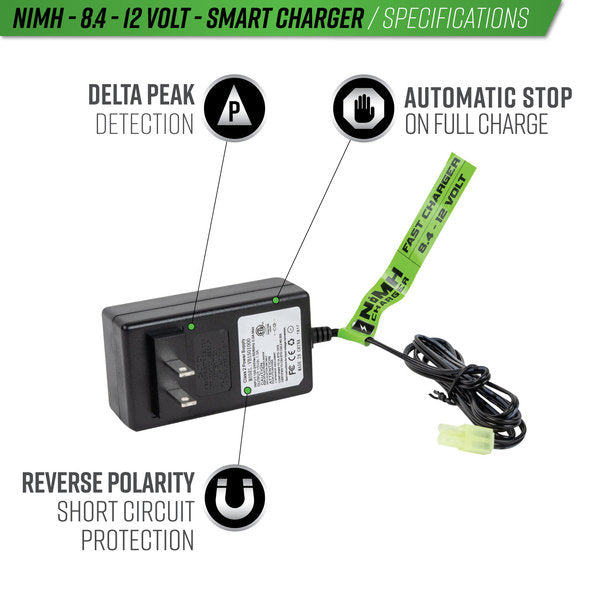 Valken 8.4v-12v NiMh 1Amp Fast Smart Charger